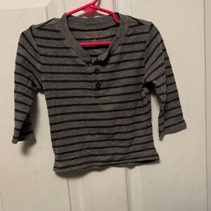 Cat & Jack Charcoal and Black Striped Long Sleeve Henley